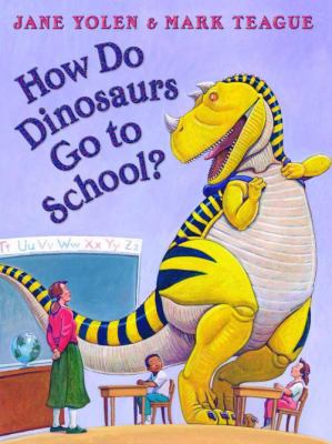 How do dinosaurs go to school?